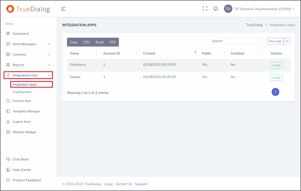 Navigate to Integration Apps