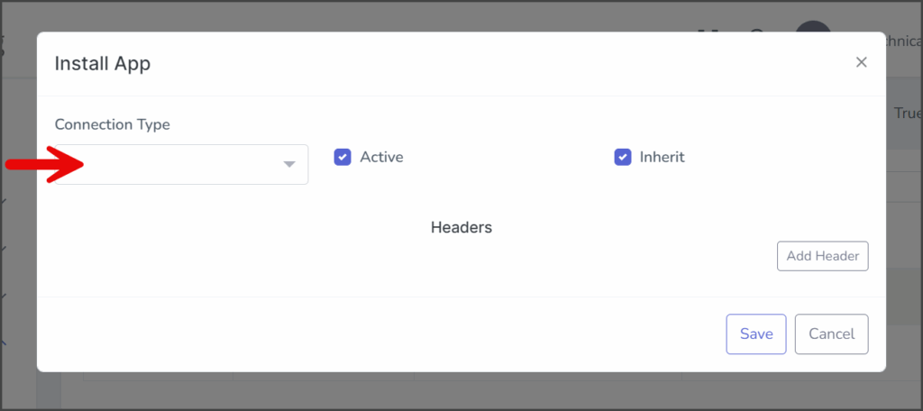 Click Connection Type Dropdown