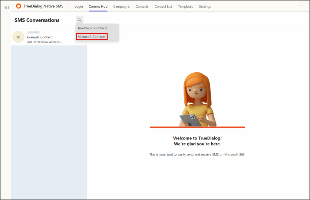 Click Microsoft Contacts