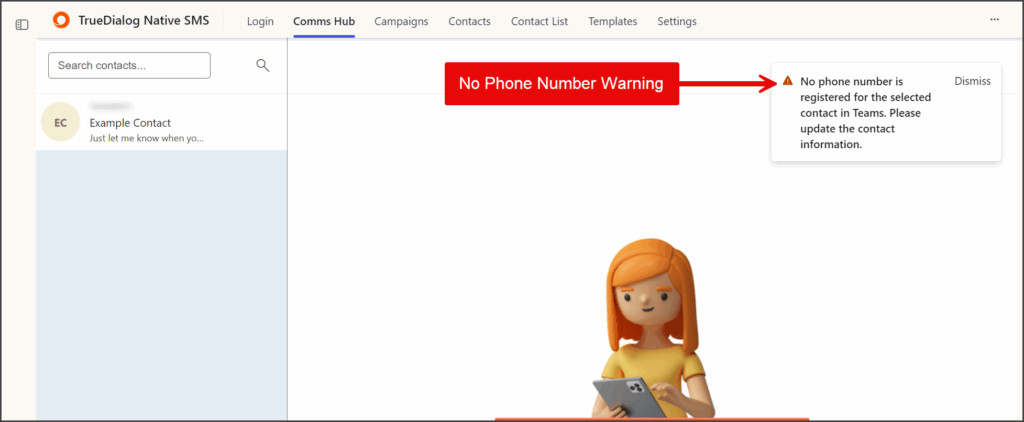 No Phone Number Warning