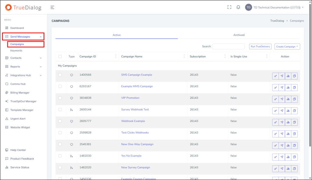 Navigate to Campaigns Page