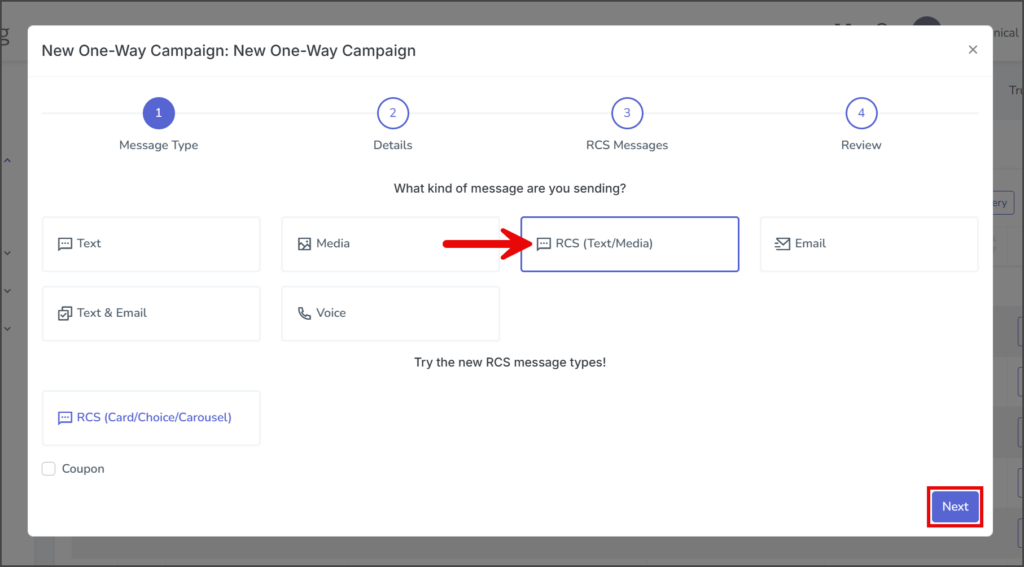 Select RCS Text/Media