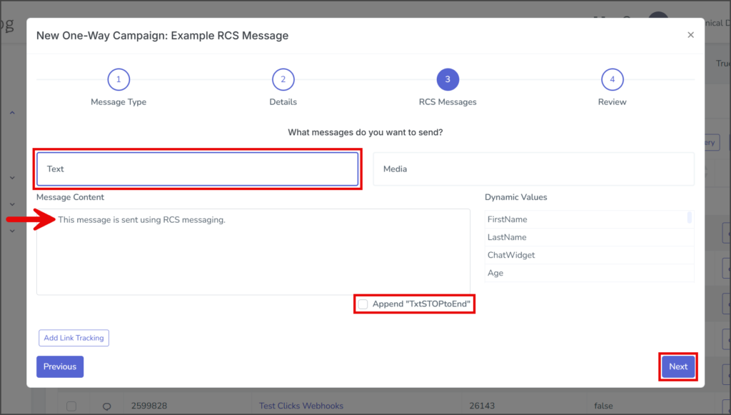 Enter Text Message